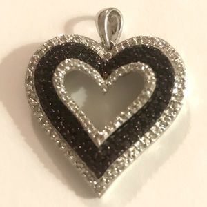 Black / White Diamond pendant on sterling silver